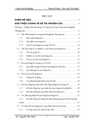 Nghiên cứu kế toán hàng hoá tại Công ty Cổ phần Thương