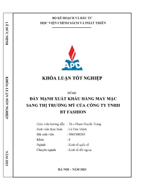 Chiến lược xuất khẩu hàng may mặc sang Mỹ của BT Fashion