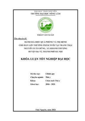 Đánh Giá Hiệu Quả Phòng Trị Bệnh Trên Lợn Thương Phẩm 