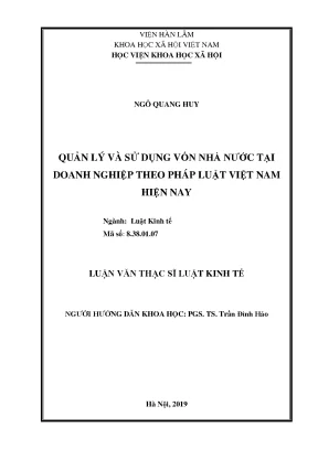 Quản lý và sử dụng vốn nhà nước tại doanh nghiệp theo