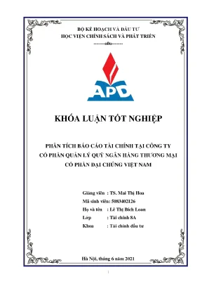 Phân Tích Báo Cáo Tài Chính Tại Công Ty Quản Lý Quỹ Việt Nam