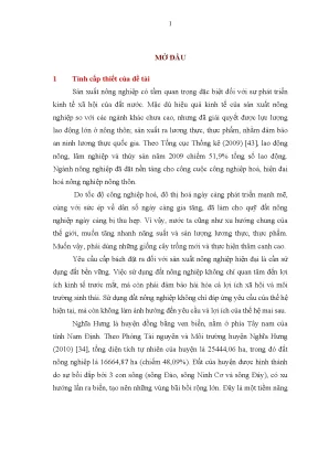 Nghiên cứu bền vững đất nông nghiệp tại huyện Nghĩa 