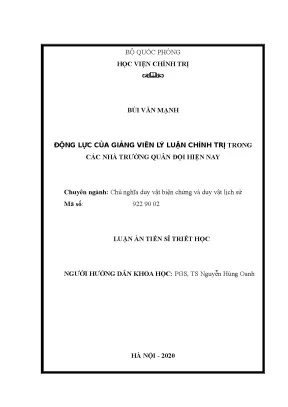 Động lực giảng viên lý luận chính trị trong quân đội 