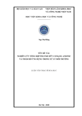 Nghiên cứu polyme hữu cơ anionic và ứng dụng trong xử lý 