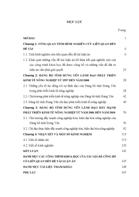 Phát triển kinh tế nông nghiệp tỉnh Hưng Yên (1997-2010)