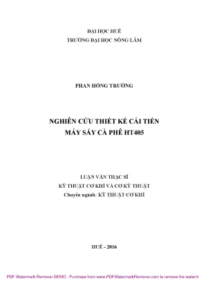 Nghiên cứu thiết kế máy sấy cà phê HT 405 hiệu quả