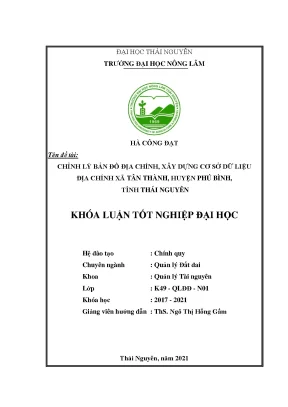 Cơ sở dữ liệu địa chính xã Tân Thành, huyện Phú Bình,