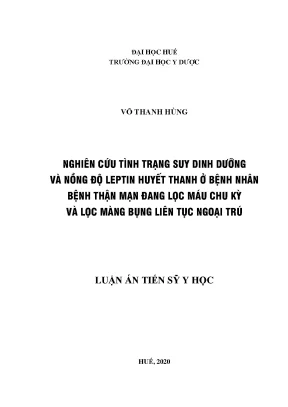 Nghiên cứu suy dinh dưỡng và nồng độ leptin ở bệnh nhân 
