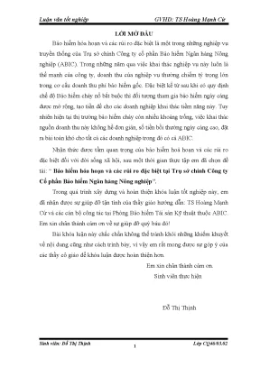 Bảo hiểm hỏa hoạn và rủi ro đặc biệt tại công ty cổ phần 