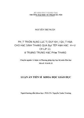 Phát triển tư duy khái quát hóa cho học sinh lớp 11 qua 