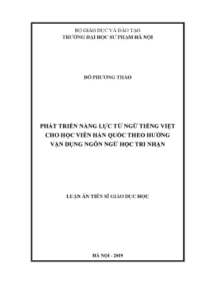 Phát triển năng lực từ ngữ tiếng Việt cho học viên Hàn 