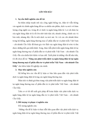 Phát triển dịch vụ ngân hàng điện tử tại BIDV Cầu Giấy