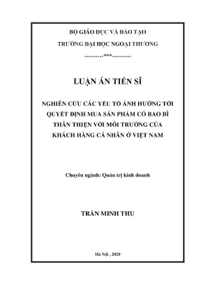 Nghiên cứu quyết định mua sản phẩm bao bì thân thiện môi