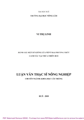 Đánh giá giống nếp tại Thừa Thiên Huế: So sánh hai