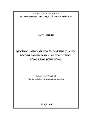 Vai trò của qui ước làng văn hóa trong an ninh nông thôn 