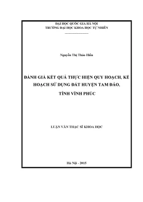Đánh giá quy hoạch sử dụng đất huyện Tam Đảo, Vĩnh Phúc