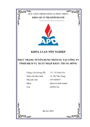 Tình hình tuyển dụng nhân sự tại công ty TNHH dịch vụ