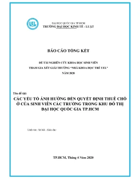Yếu tố quyết định thuê chỗ ở của sinh viên tại khu đô