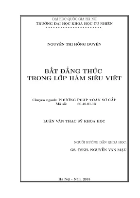 Bất Đẳng Thức Trong Hàm Siêu Việt: Nghiên Cứu Luận Văn 