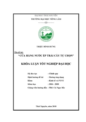 Đề tài tốt nghiệp: Kinh doanh cửa hàng ép trái cây tự chọn