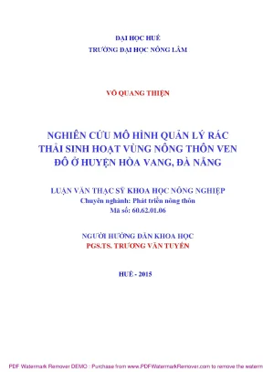 Nghiên cứu mô hình quản lý rác thải sinh hoạt ở nông 