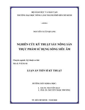 Nghiên cứu kỹ thuật sấy nông sản bằng sóng siêu âm