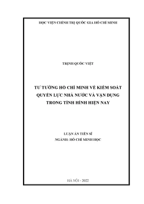 Tư tưởng Hồ Chí Minh về kiểm soát quyền lực nhà nước và 