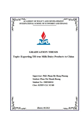 Xuất khẩu sản phẩm sữa TH True Milk sang Trung Quốc