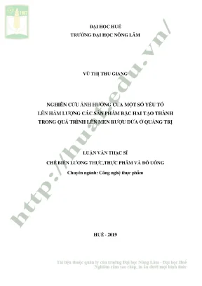 Nghiên cứu ảnh hưởng các yếu tố đến sản phẩm bậc hai 