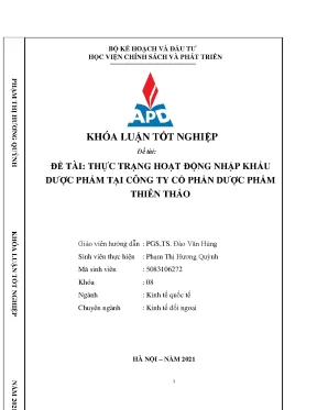 Thực trạng nhập khẩu dược phẩm tại Công ty Cổ phần Dược