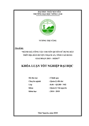 Đánh giá chuyển quyền sử dụng đất tại huyện Thạch An,