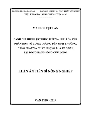 Đánh giá hiệu lực phân bón vô cơ đa lượng đối với lúa 