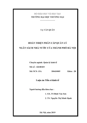 Cải tiến phân cấp quản lý ngân sách nhà nước tại Hà Nội