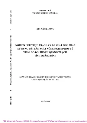 Giải pháp sử dụng đất nông nghiệp hợp lý tại huyện Quảng 