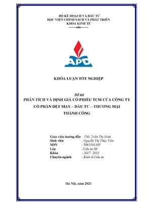 Phân Tích và Định Giá Cổ Phiếu TCM của Công Ty Dệt May 