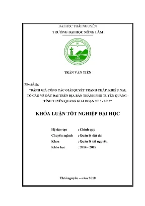 Đánh giá công tác giải quyết tranh chấp đất đai tại 
