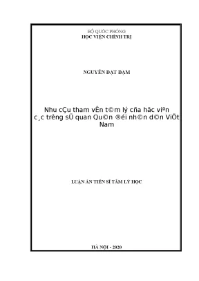 Nhu cầu tham vấn tâm lý của học viên trường sĩ quan quân 