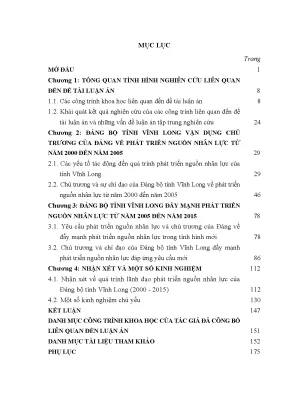 Phát triển nguồn nhân lực tại Vĩnh Long (2000-2015): 