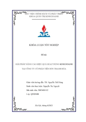 Giải pháp nâng cao hiệu quả kinh doanh tại Công ty Cổ