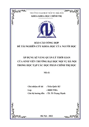 Kỹ Năng Quản Lý Thời Gian Của Sinh Viên Đại Học Nội Vụ 