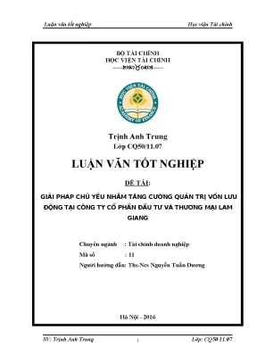 Giải pháp tăng cường quản trị vốn lưu động tại Công ty 