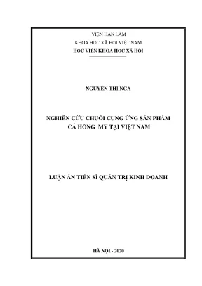 Nghiên cứu chuỗi cung ứng cá hồng mỹ tại Việt Nam