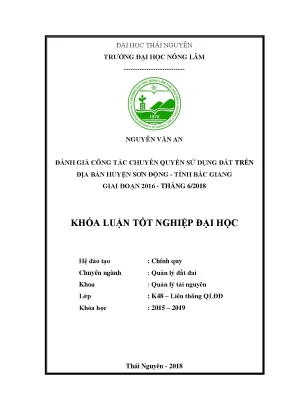 Đánh giá chuyển quyền sử dụng đất tại huyện Sơn Động, 