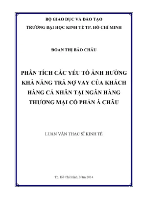 Phân Tích Yếu Tố Ảnh Hưởng Đến Khả Năng Trả Nợ Vay Của