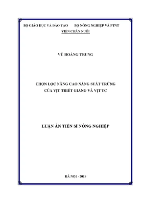 Nâng cao năng suất trứng vịt Triết Giang và vịt TC: Luận 