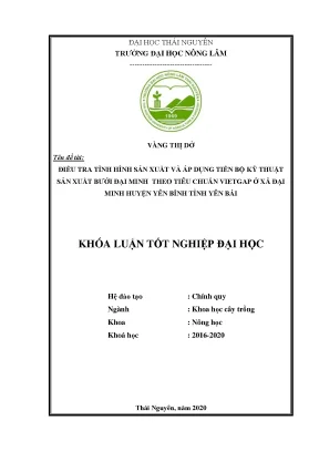 Nghiên cứu sản xuất bưởi Đại Minh theo tiêu chuẩn 