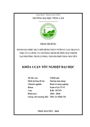 Đánh giá hiệu quả mô hình chăn nuôi gà thịt tại Hải 