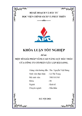 Giải pháp nâng cao năng lực đấu thầu cho công ty xây lắp