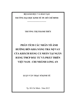 Phân Tích Nhân Tố Ảnh Hưởng Đến Khả Năng Trả Nợ Vay Của