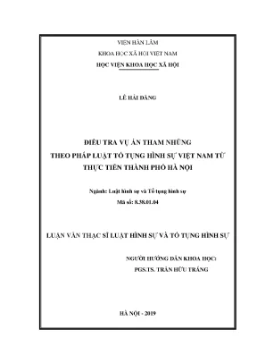 Nghiên cứu tham nhũng theo pháp luật tố tụng hình sự tại